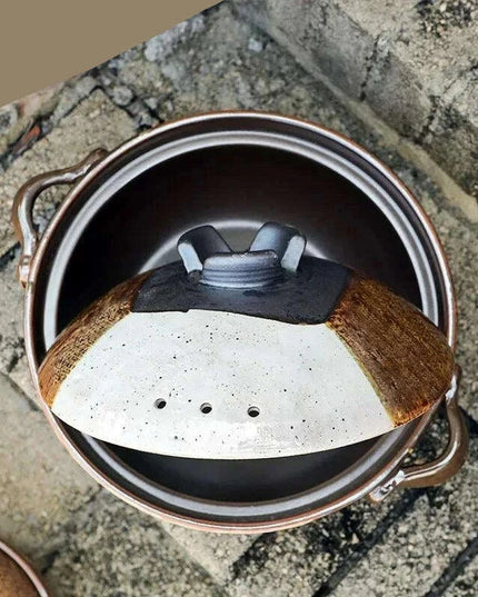 Elegant Tri-Section Japanese Clay Casserole: Perfect for High-Heat Culinary Creations