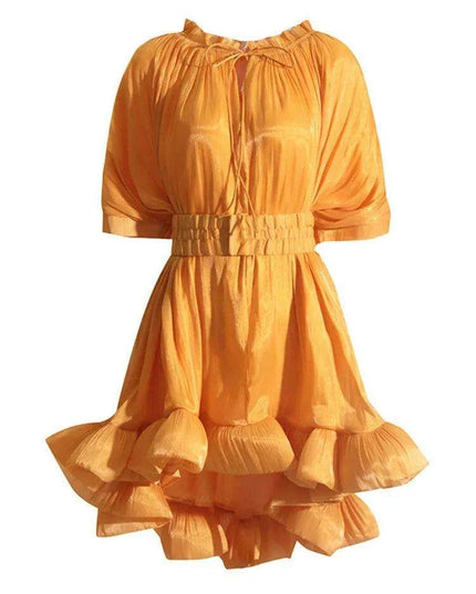 Pleated Lace-Up Evening Dress for Women