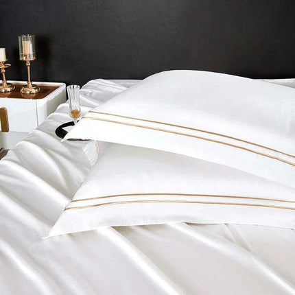 Elegant 1000TC Egyptian Cotton Silky Soft Embroidered Bedding Collection with Duvet Cover, Sheet, and Pillowcases