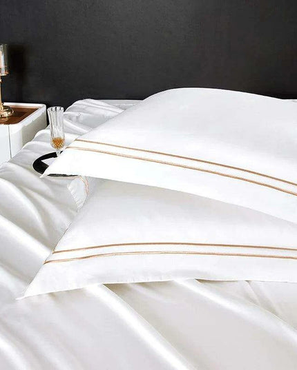Elegant 1000TC Egyptian Cotton Silky Soft Embroidered Bedding Collection with Duvet Cover, Sheet, and Pillowcases
