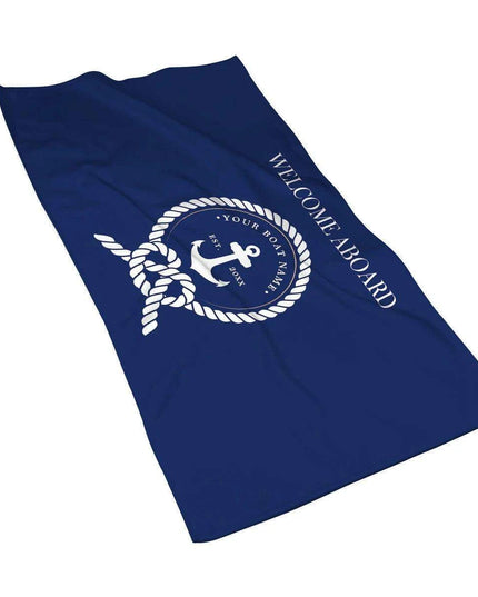 Stylish Customizable Dark Blue Nautical Microfiber Towel Set - Luxury Redefined for Every Occasion