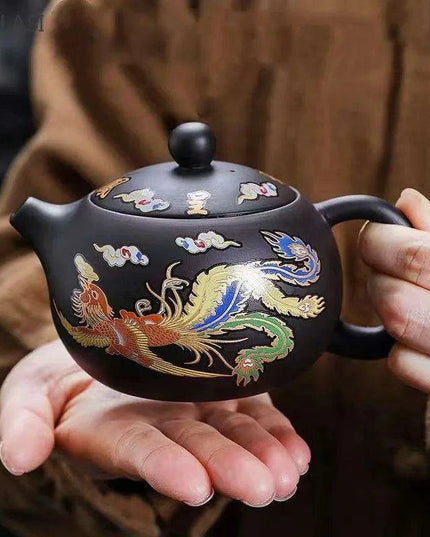 Elegant 200ml Authentic Purple Clay Teapot with Innovative Filtration System