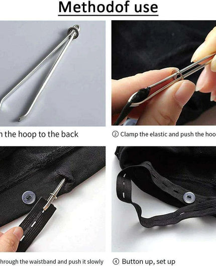 Sewing Revolution: Premium Stainless Steel Bodkin Threader with Elastic Clips