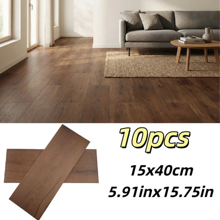 Self-Adhesive Wood Grain Floor & Wall Stickers – Set of 10