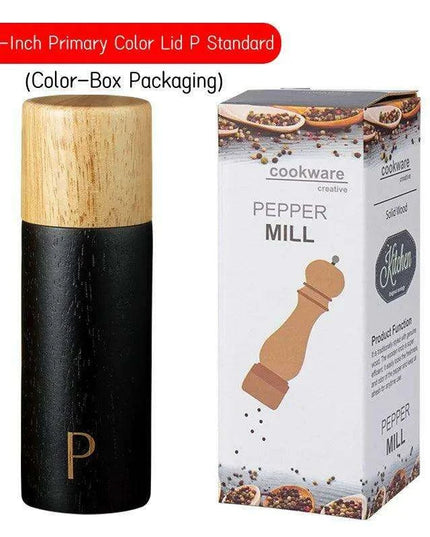 Elegant 7-Inch Salt and Pepper Mill Set with Chic Wooden Holder for Gourmet Dining