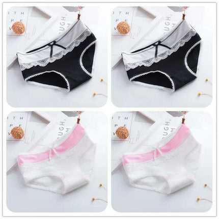 Elegant Lace Briefs Set for Teens – 4-Pack Comfort Underwear for Ages 9-20