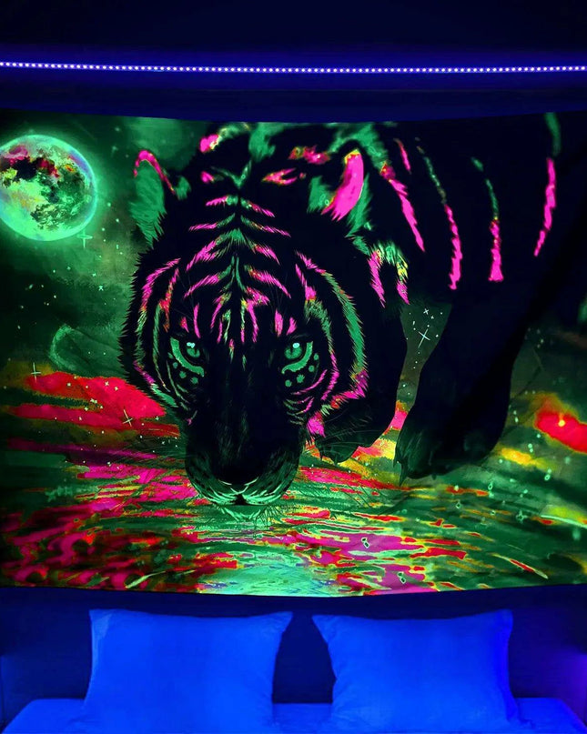 Vibrant Neon Anime Punk Tapestry - Illuminate Your Room with Fluorescent Artistry