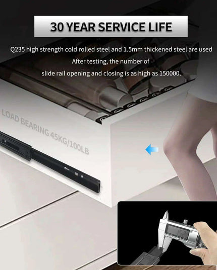 24" Premium Galvanized Steel Push-to-Open Drawer Slides - Heavy-Duty Pair for Cabinetry