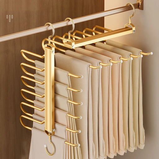 360° Rotating Multi-Layer Trouser Hangers for Closet Space Optimization