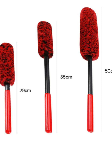 Plush Nylon Wheel Care Brush Trio: 3-Piece Set for Effortless Cleaning