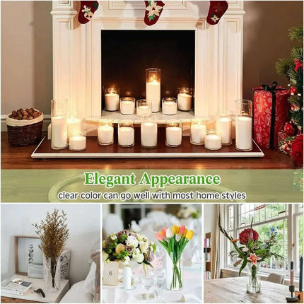 Elegant 24-Piece Borosilicate Glass Cylinder Vase Set: Three Size Options for Versatile Decor