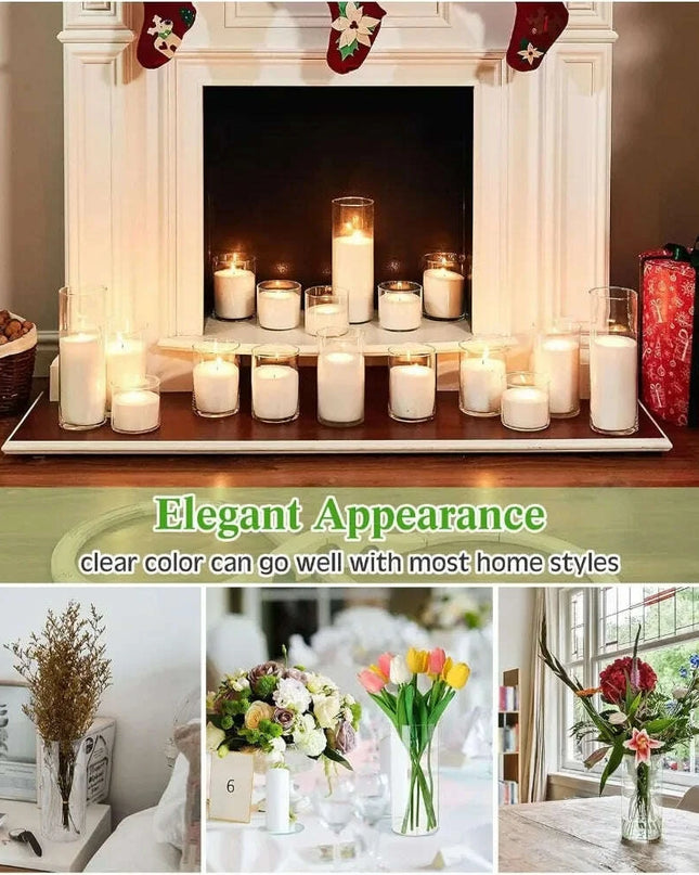 Elegant 24-Piece Borosilicate Glass Cylinder Vase Set: Three Size Options for Versatile Decor