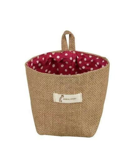 Versatile Foldable Jute and Cotton Storage Basket for Home and Travel