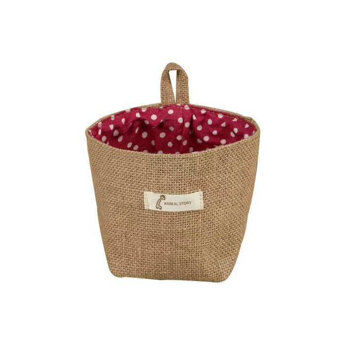 Versatile Foldable Jute and Cotton Storage Basket for Home and Travel