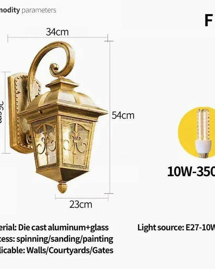 Elegant Waterproof Outdoor Wall Lantern for European-Style Gardens and Patios