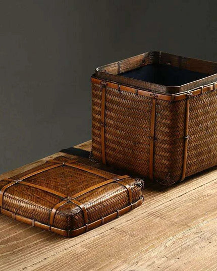 Bamboo Weave Outdoor Tea Ceremony Storage Trunk - Perfect for Nature Lovers
