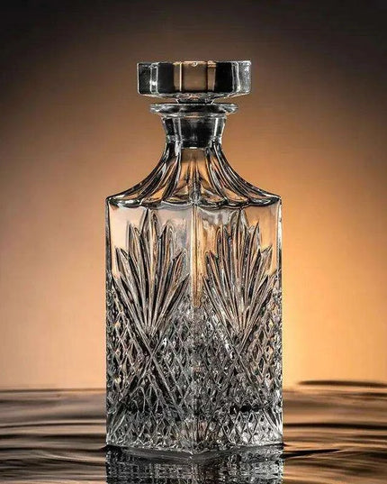 Artisan Crystal Wine and Whiskey Glass Set with Stylish Display Rack