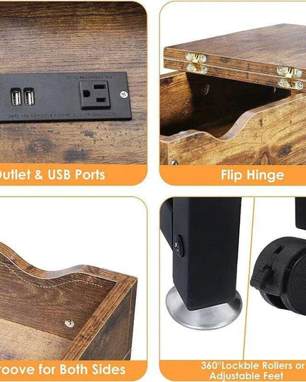 Versatile Charging End Table with Storage Solutions for Compact Living Spaces