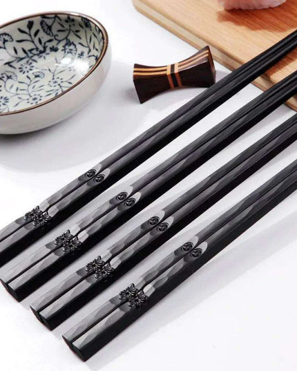 Artisan Crafted Non-slip Alloy Chopsticks with Distinctive Patterns