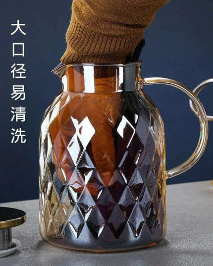 Chic Large-Volume Heat-Resistant Glass Kettle for Iced Drinks and Fruit Infusions