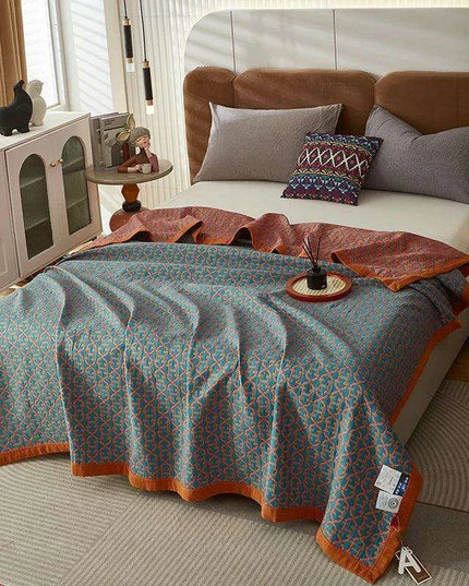 Dreamy Cotton Jacquard Blanket Set - Perfect All-Season Comfort and Style