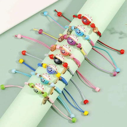 Vibrant Adjustable Lucky Cat Charm Bangles - Playful Rope Bracelets for Women and Girls, Ideal Gift for Prosperity