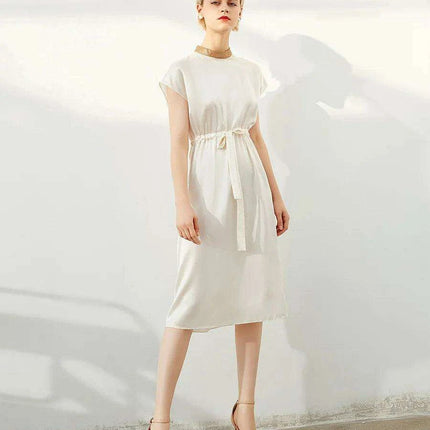 Silk Elegance Tie-Up Waist Evening Gown - A Glamorous Choice for Women