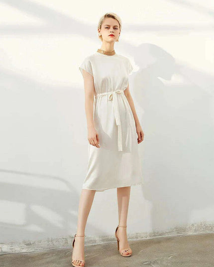 Silk Elegance Tie-Up Waist Evening Gown - A Glamorous Choice for Women