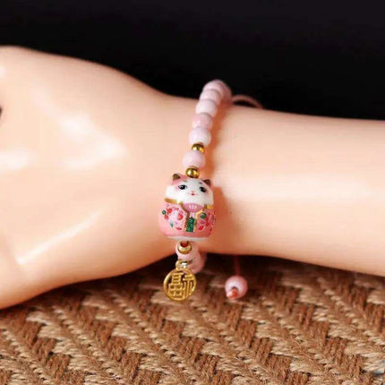 Lucky Cat Beaded Bracelet - Adjustable Harajuku Fashion Statement for Trendy Girls