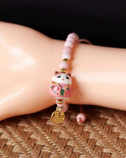 Lucky Cat Beaded Bracelet - Adjustable Harajuku Fashion Statement for Trendy Girls