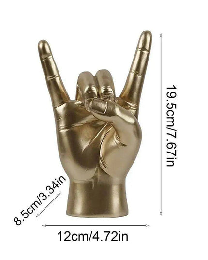 Rock and Roll Hand Gesture Sculpture for Dynamic Home Decoration