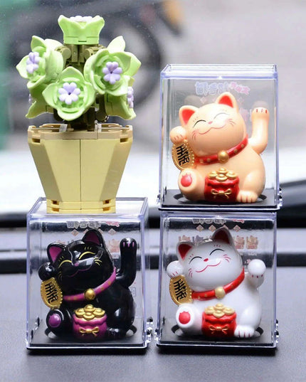 Solar-Powered Waving Lucky Cat - Eco-Friendly Home and Office Decor