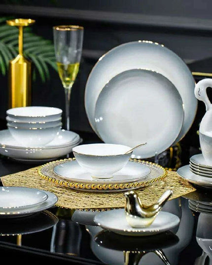 Elegant 62/40-Piece Bone China Dining Set with Authentic Chopsticks for an Exquisite Dining Experience