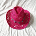 Rose Red Cowboy Straw Hat - Adjustable Wide Brim Sun Hat for All Seasons