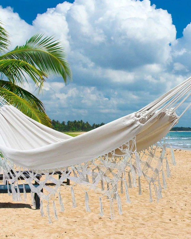 Chic Bohemian Macrame Hammock with Handcrafted Tassels