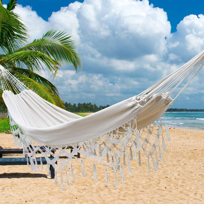 Boho Balcony Hammock with Handmade Tassels