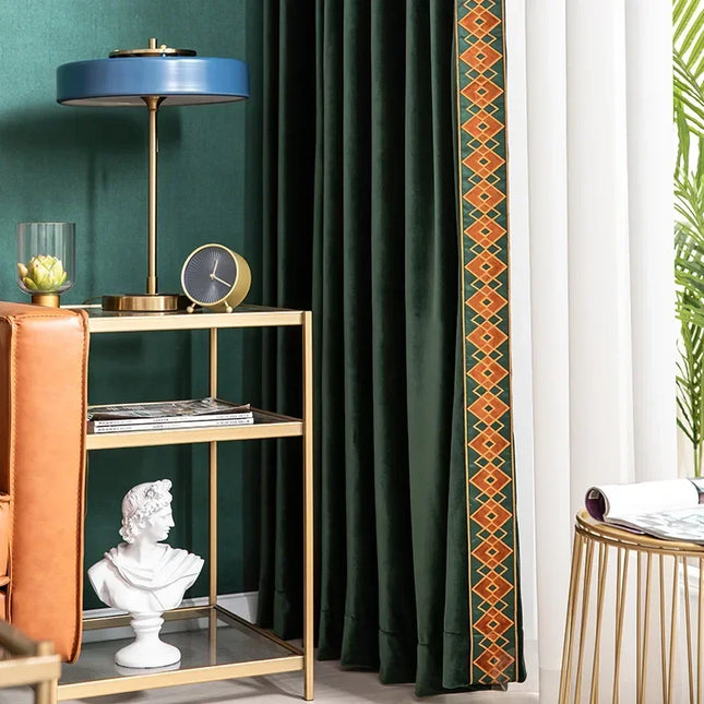 Luxury Pink Velvet Curtains with Tassel