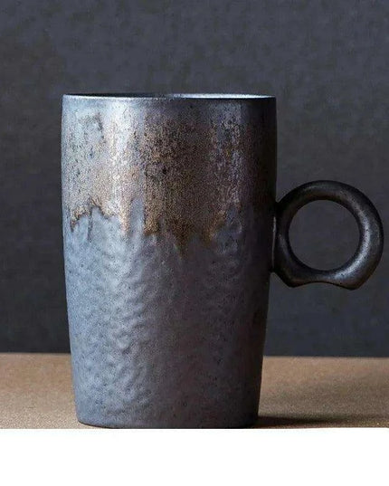 Nordic Charm Ceramic Coffee Mug with Hanging Ear and Gilt Couple Design