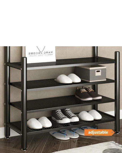 Modern Entryway Organizer with Hooks - Stylish Storage Solution for Shoes and Coats