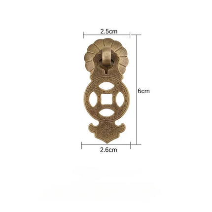 4 Pieces Chinese Style Brass Drawer Cupboard Door Knobs Coin Pendant P