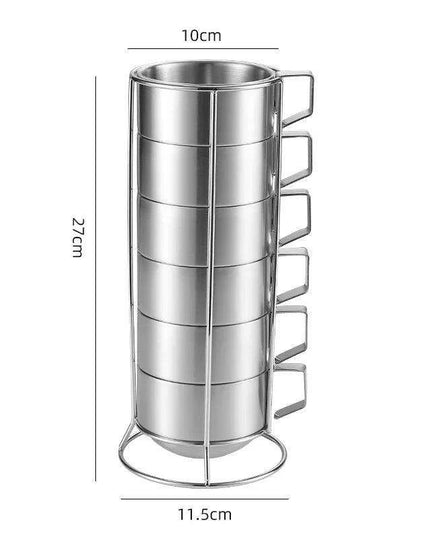 Elegant 6-Piece Set of Insulated Stainless Steel Tea Mugs for Home and Social Gatherings