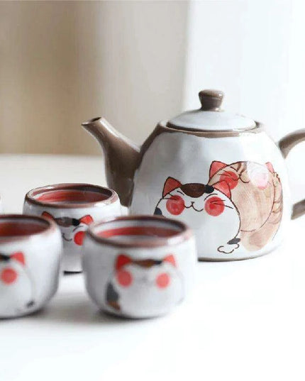 Enchanting Lucky Cat Ceramic Tea Set - Elevate Your Tea Rituals