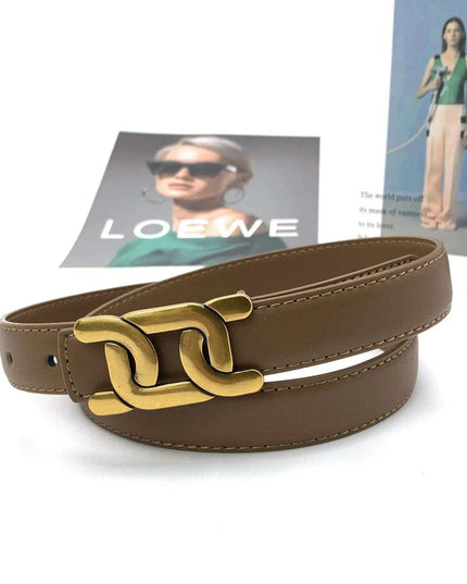 Chic Women's Leather Waist Belt with Modern Buckle Design | Fashionable Korean Trend
