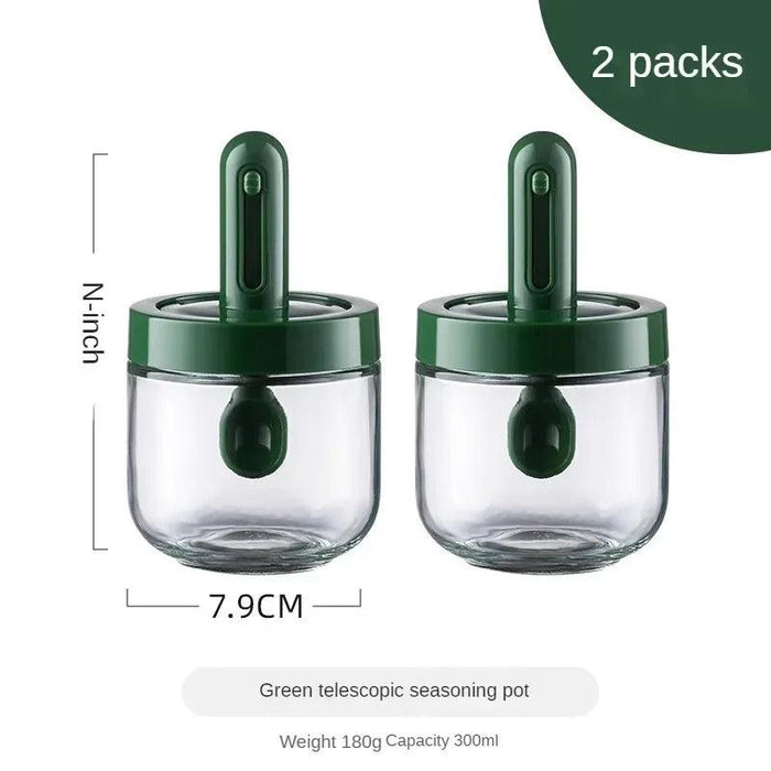 Luxury Spice Container Set with Built-in Spoon Lid and Airtight Organizer Box