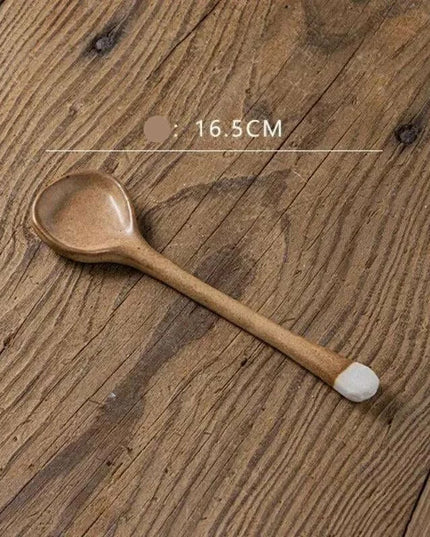 Elegant Long-Handled Japanese Ceramic Spoon - Enhance Your Culinary Presentations
