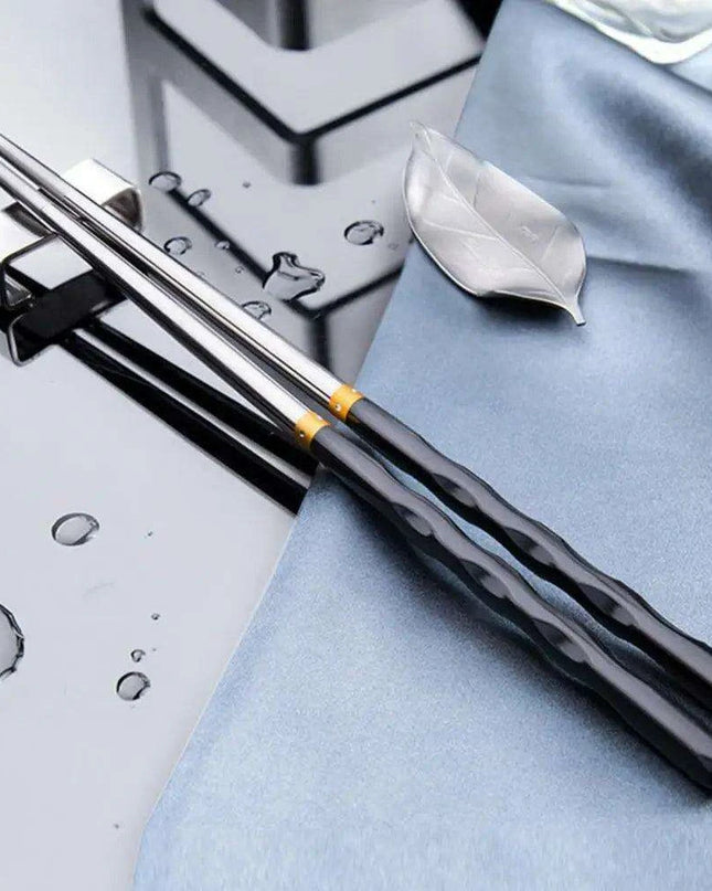 Stylish Anti-Slip Stainless Steel Chopsticks for Sushi and Asian Dishes - Ideal for Home and Restaurant Use