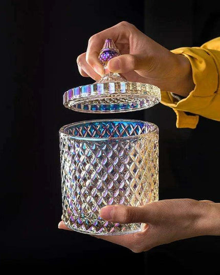 Colorful Diamond Glass Storage Jars for Candy and Sugar - 300ML & 600ML Options
