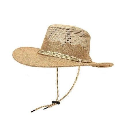 Men's Versatile Adjustable Straw Cowboy Hat for Beach and Outdoor Fun