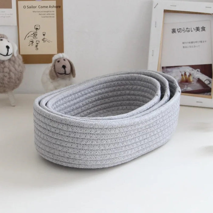 Chic Nordic Cotton Rope Woven Storage Baskets - Sleek Desk Organizer