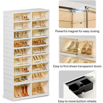 Elegant 9-Tier Shoe Organizer with Clear Front Doors: Stylish Space Saver